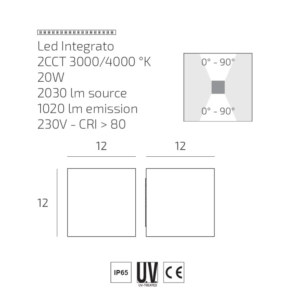 Applique Da Esterno-Top Light applique cubo da parete per esterno perth bianco led cct