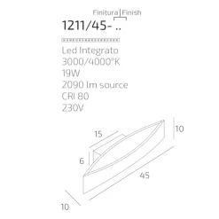 Applique Da Parete-Top Light applique moderna design curvo bianca led 19w eye