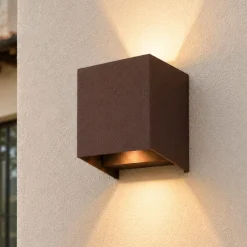Applique Da Esterno-Top Light applique perth corten cubo moderno led 10w cct ip65