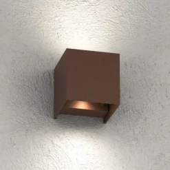 Applique Da Esterno-Top Light applique perth corten cubo moderno led 10w cct ip65