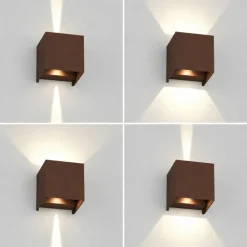 Applique Da Esterno-Top Light applique perth corten cubo moderno led 10w cct ip65