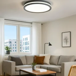 Plafoniere Moderne-Top Light area plafoniera da ufficio moderno rotonda antracite led biemissione 37w cct