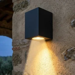 Applique Da Esterno-Top Light atene applique da esterno nera parallelepipedo moderno ip65