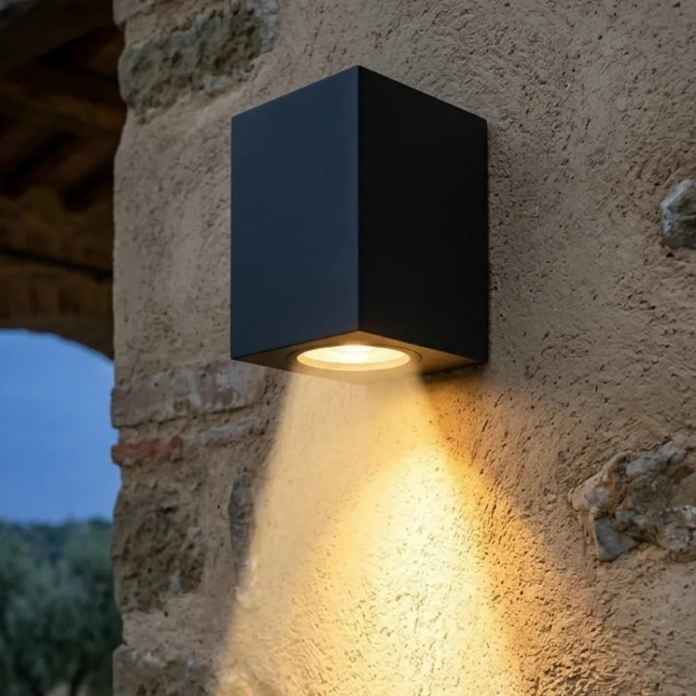 Applique Da Esterno-Top Light atene applique da esterno nera parallelepipedo moderno ip65