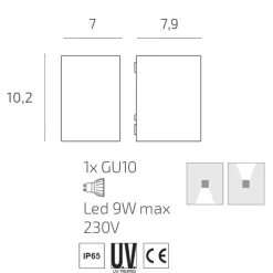Applique Da Esterno-Top Light atene applique da esterno nera parallelepipedo moderno ip65