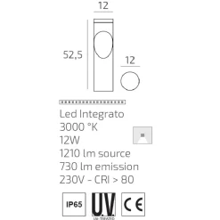 Lampioni Da Giardino-Top Light belize lampione da esterno antracite moderno led 12w 3000k