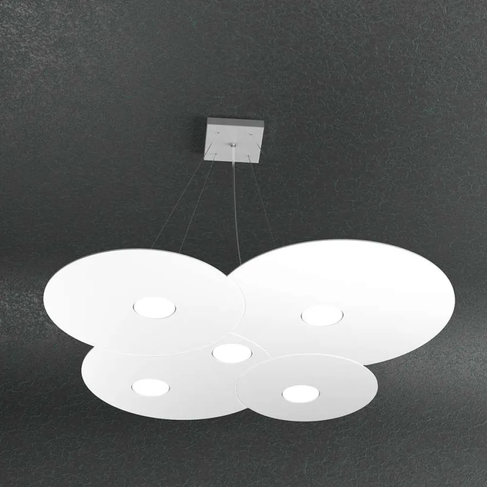 Lampadari Moderni-Top Light cloud lampadario moderno bianco 5 luci gx53 led per soggiorno