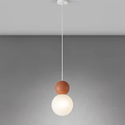 Lampade A Sospensione-Top Light cottage lampada a sospensione terra rossa sfera vetro bianco per cucina