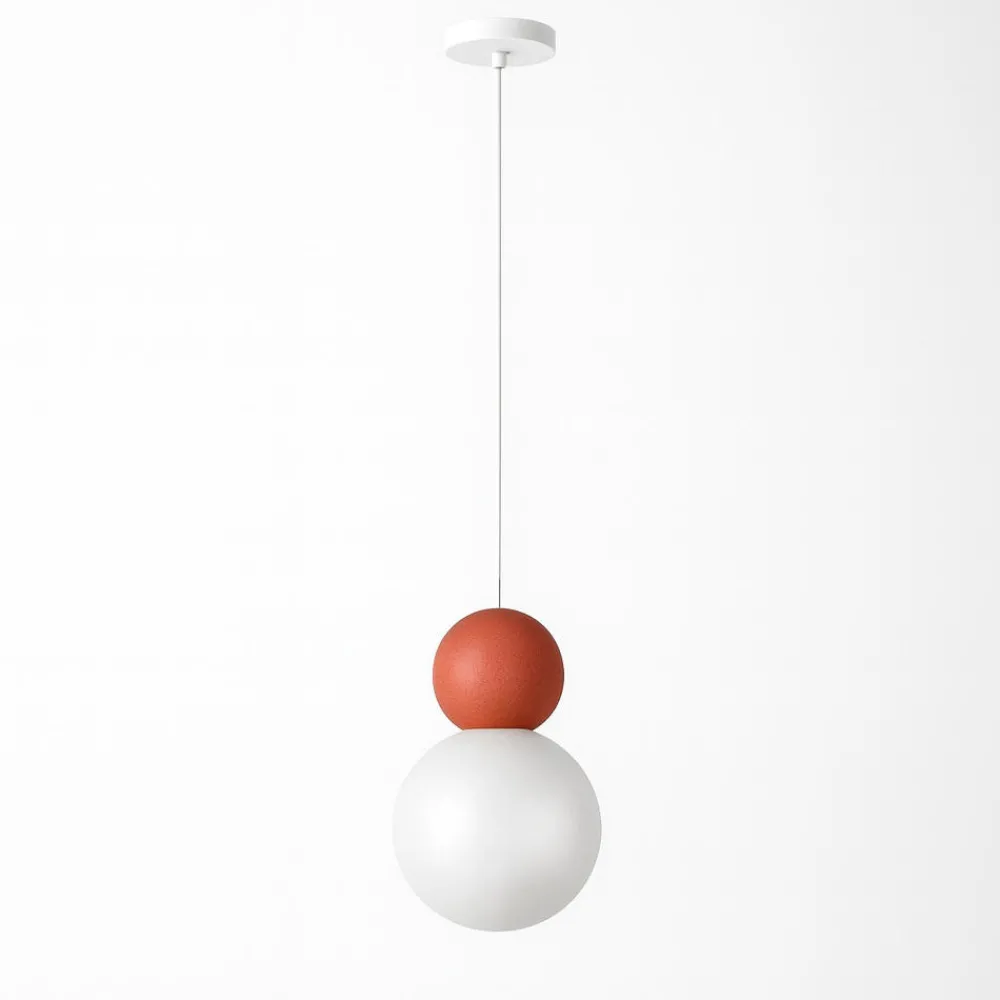 Lampade A Sospensione-Top Light cottage lampada a sospensione terra rossa sfera vetro bianco per cucina