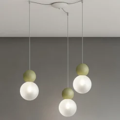Lampadari Cucina-Top Light cottage lampadario verde da cucina luci decentrate sfere vetro bianco