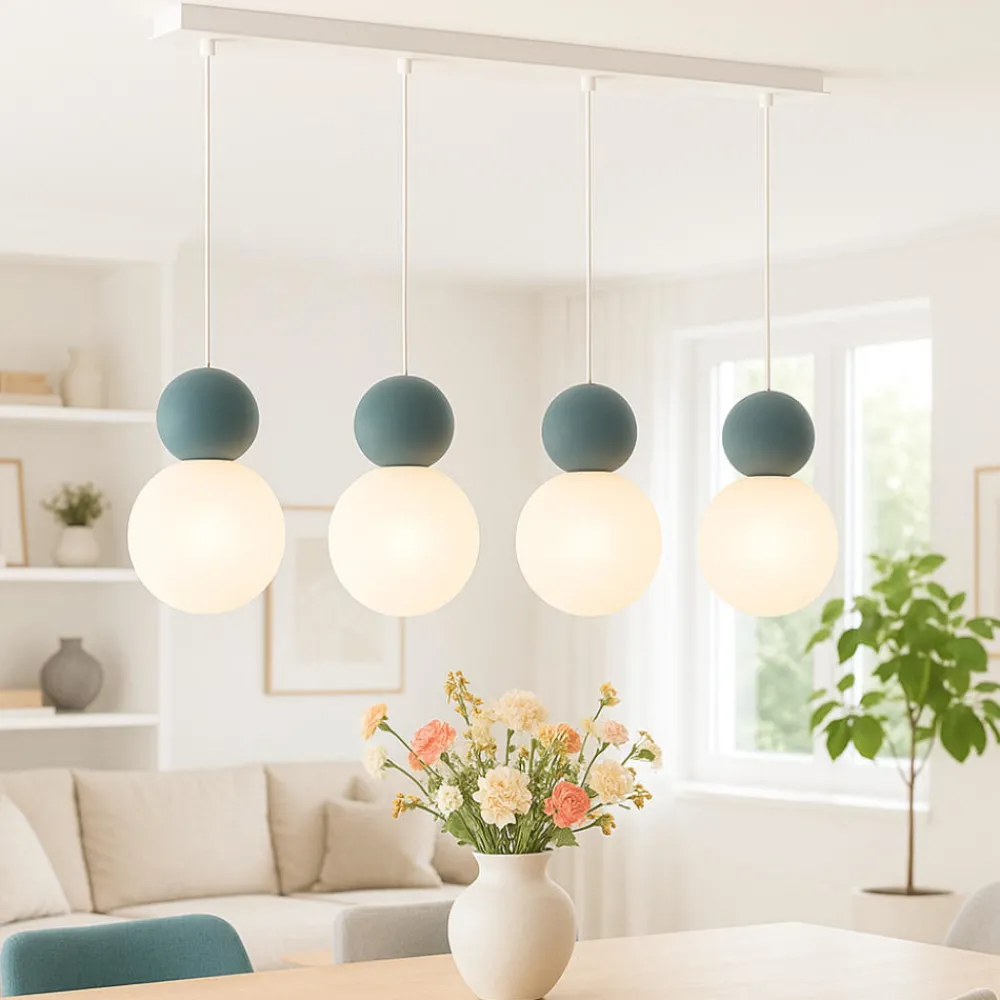 Lampadari Moderni-Top Light cottage lampadario moderno 4 luci sfere bianco blu