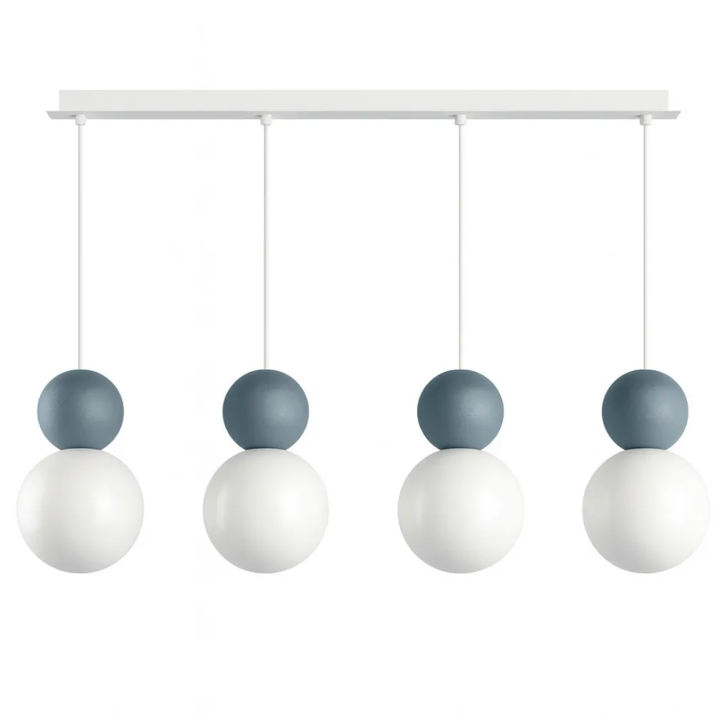Lampadari Moderni-Top Light cottage lampadario moderno 4 luci sfere bianco blu