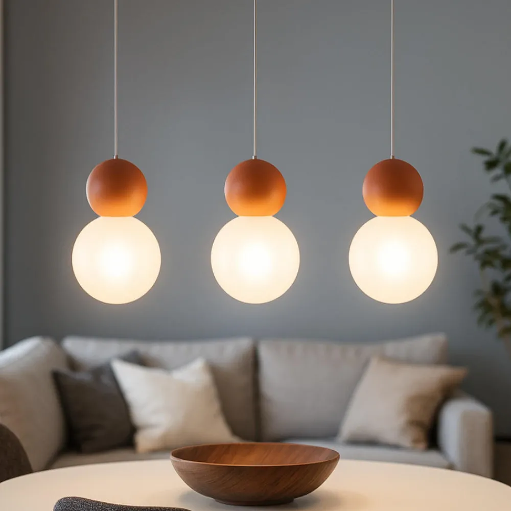 Lampadari Moderni-Top Light cottage lampadario moderno 3 luci per tavolo da pranzo sfere terra rossa