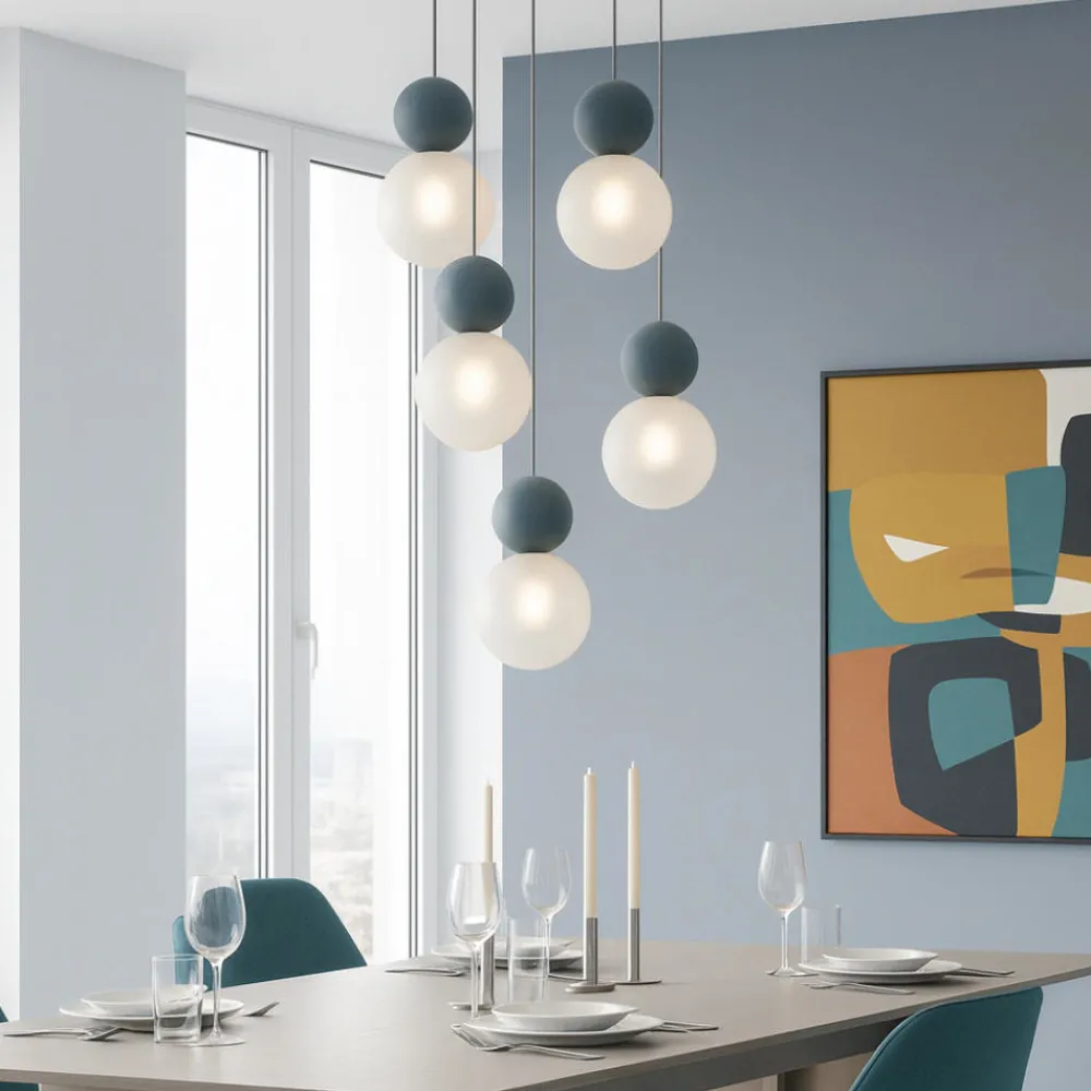 Lampadari Moderni-Top Light cottage lampadario moderno 5 luci sfere blu per soggiorno
