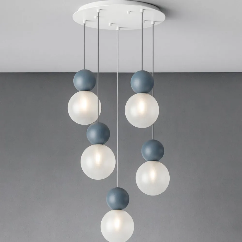 Lampadari Moderni-Top Light cottage lampadario moderno 5 luci sfere blu per soggiorno