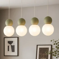 Lampadari Moderni-Top Light cottage verde lampadario da cucina moderna 4 luci sfere vetro bianco