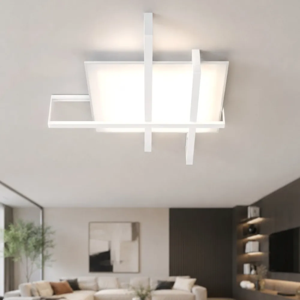 Plafoniere Moderne-Top Light Toplight cross plafoniera per cucina moderna bianco large rettangolare