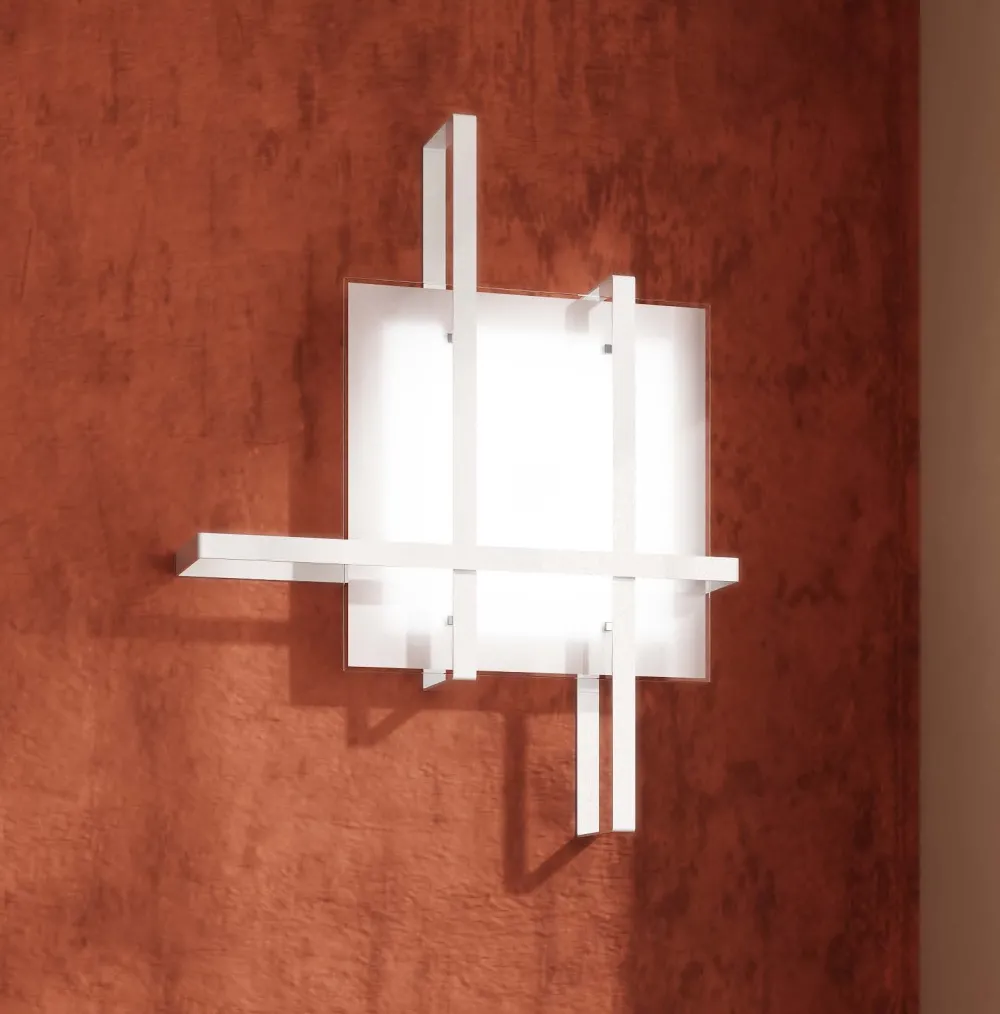 Plafoniere Moderne-Top Light Toplight cross plafoniera per cucina moderna bianco large rettangolare