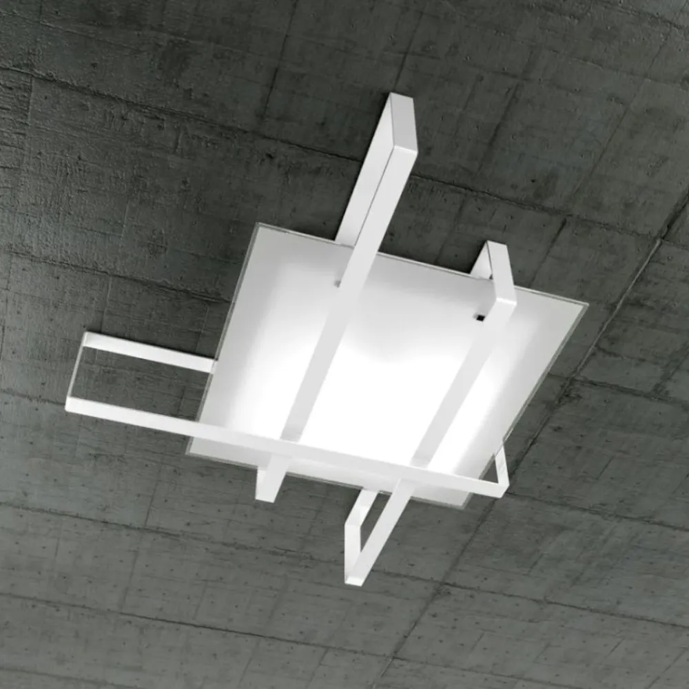 Plafoniere Moderne-Top Light Toplight cross plafoniera per cucina moderna bianco large rettangolare