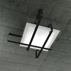 Plafoniere Moderne-Top Light cross plafoniera rettangolare moderna nera per soggiorno
