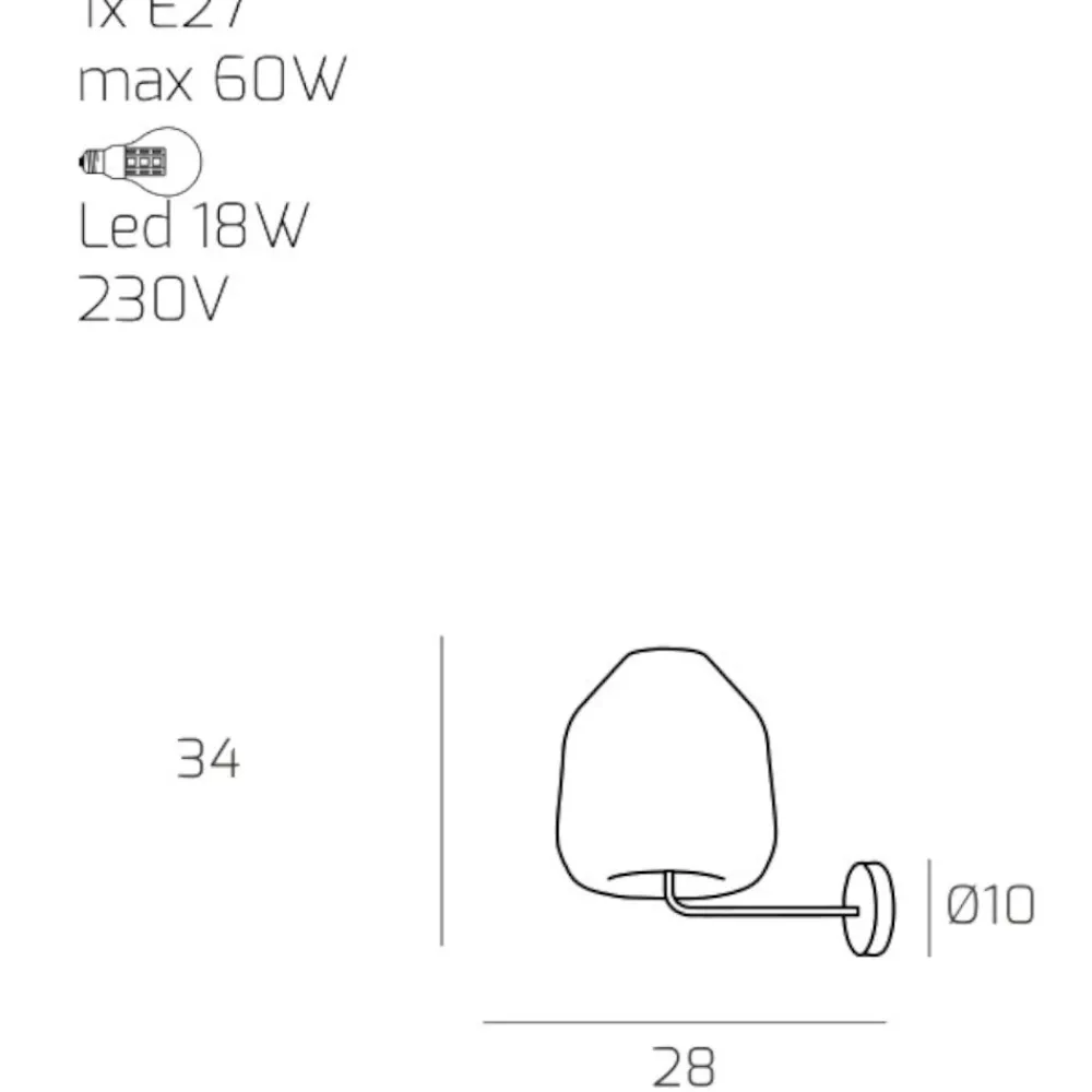 Applique Da Parete-Top Light Toplight double skin lampada da parete vetro ambra
