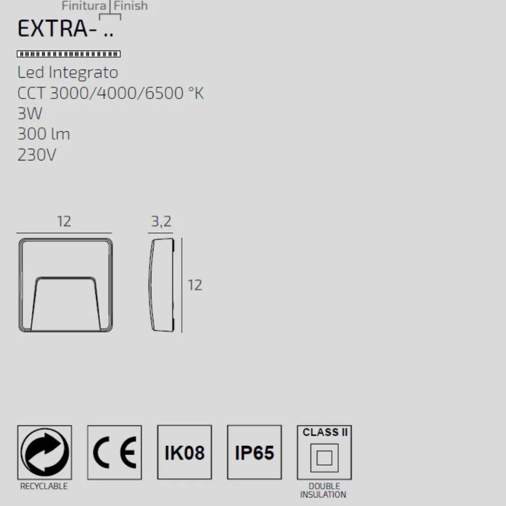 Segnapasso Led-Top Light extra segnapasso bianco da esterno a parete led 3w cct ip65