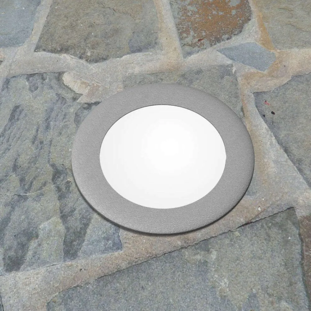 Faretti Da Esterno-Top Light faretto da esterno per incasso pavimento rotondo grigio calpestabile ip67
