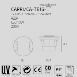 Faretti Da Esterno-Top Light faretto per esterni capri per incasso calpestabile nero anti corrosione ip67