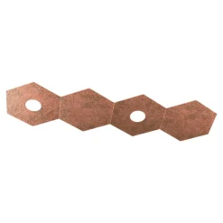 Plafoniere Moderne-Top Light Toplight hexagon plafoniera led componibile foglia rame 2 luci + 2 piastre