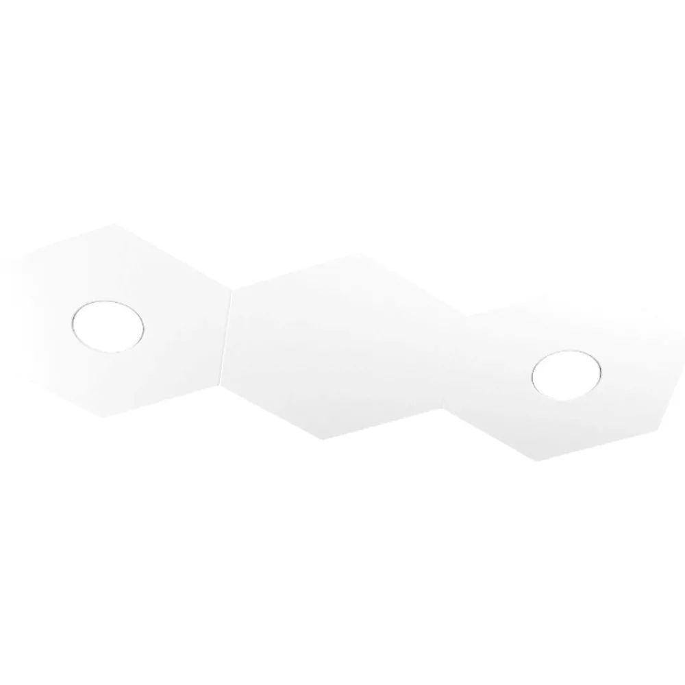 Plafoniere Moderne-Top Light Toplight hexagon plafoniera led 2 luci con placca metallo bianco moderno
