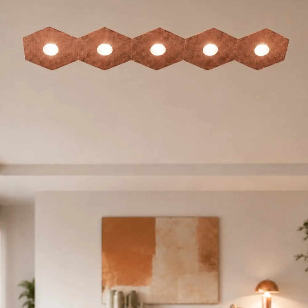 Plafoniere Moderne-Top Light Toplight hexagon plafoniera moderna esagoni foglia rame