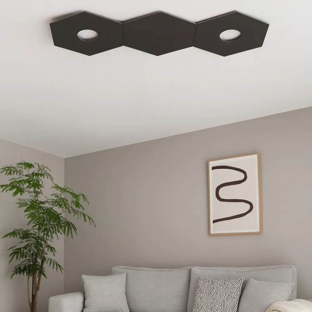 Plafoniere Moderne-Top Light Toplight hexagon plafoniera da cucina moderna 2 luci marrone rettangolare
