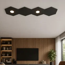 Plafoniere Moderne-Top Light Toplight hexagon plafoniera moderna da cucina componibile 2 luci 2 placche marrone