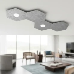 Plafoniere Moderne-Top Light Toplight hexagon plafoniera moderna da cucina componibile 2 luci e 2 placche foglia argento
