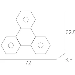 Plafoniere Moderne-Top Light Toplight hexagon plafoniera led 3 luci + 1 piastra metallo marrone