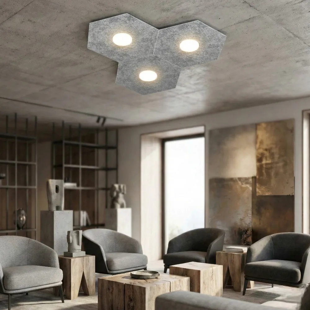 Plafoniere Moderne-Top Light Toplight hexagon plafoniera moderna per cucina argento