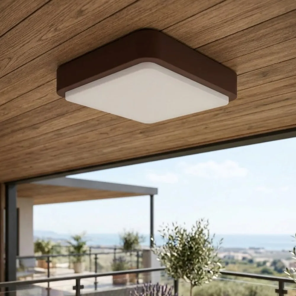 Plafoniere Da Esterno-Top Light irvine plafoniera da esterno marrone corten quadrata