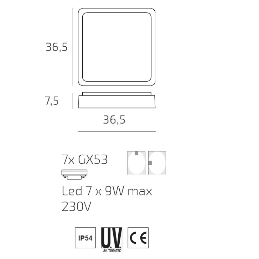 Plafoniere Da Esterno-Top Light irvine plafoniera quadrata per esterno moderna bianca