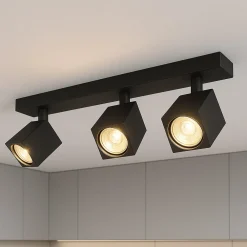 Plafoniere Moderne-Top Light kibo plafoniera con faretti moderna nera 3 luci orientabili gu10