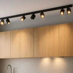 Plafoniere Moderne-Top Light kibo plafoniera da soffitto binario nero 7 luci orientabili per cucina