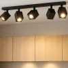 Plafoniere Moderne-Top Light kibo plafoniera moderna nera binario 5 faretti orientabili per cucina