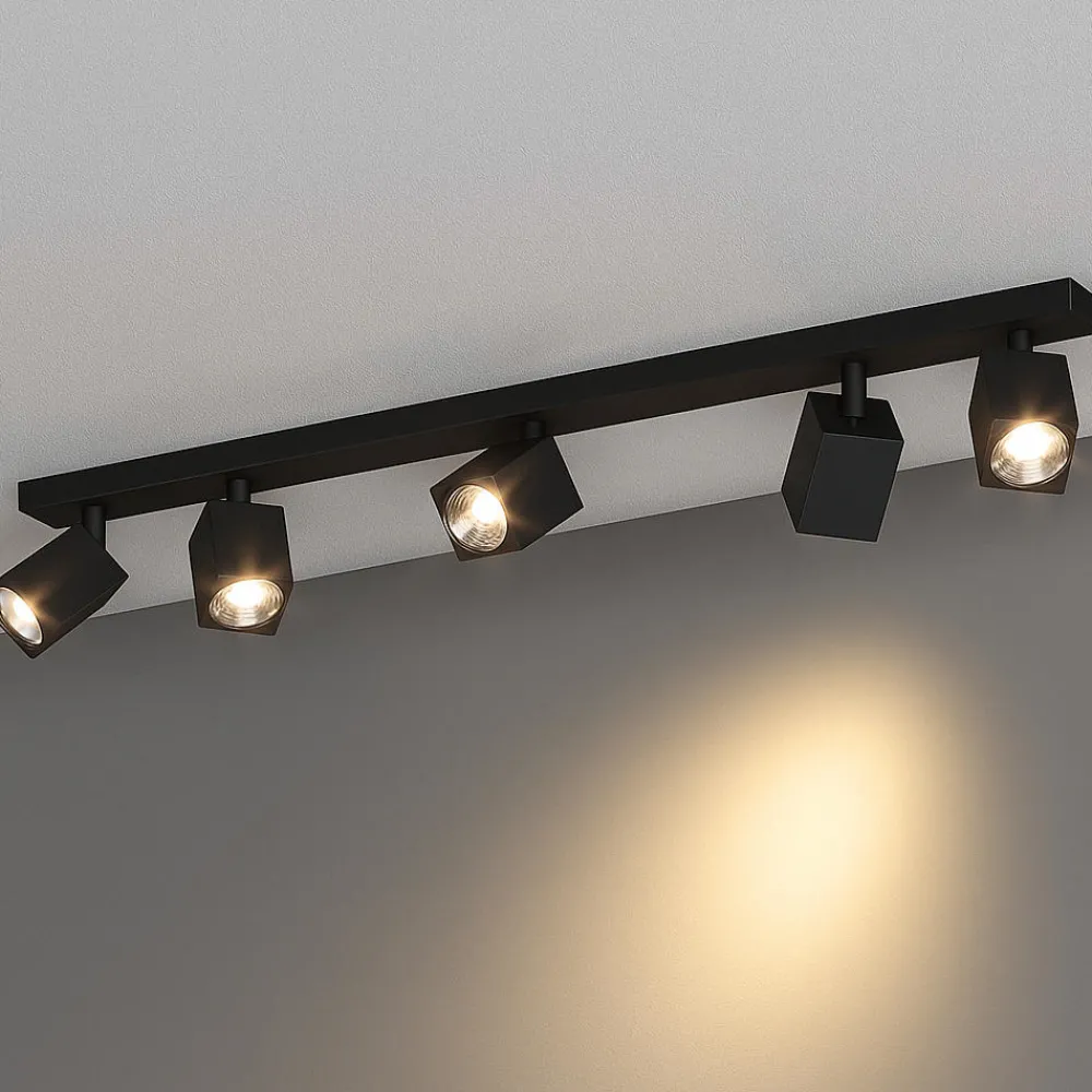 Plafoniere Moderne-Top Light kibo plafoniera moderna nera binario 5 faretti orientabili per cucina