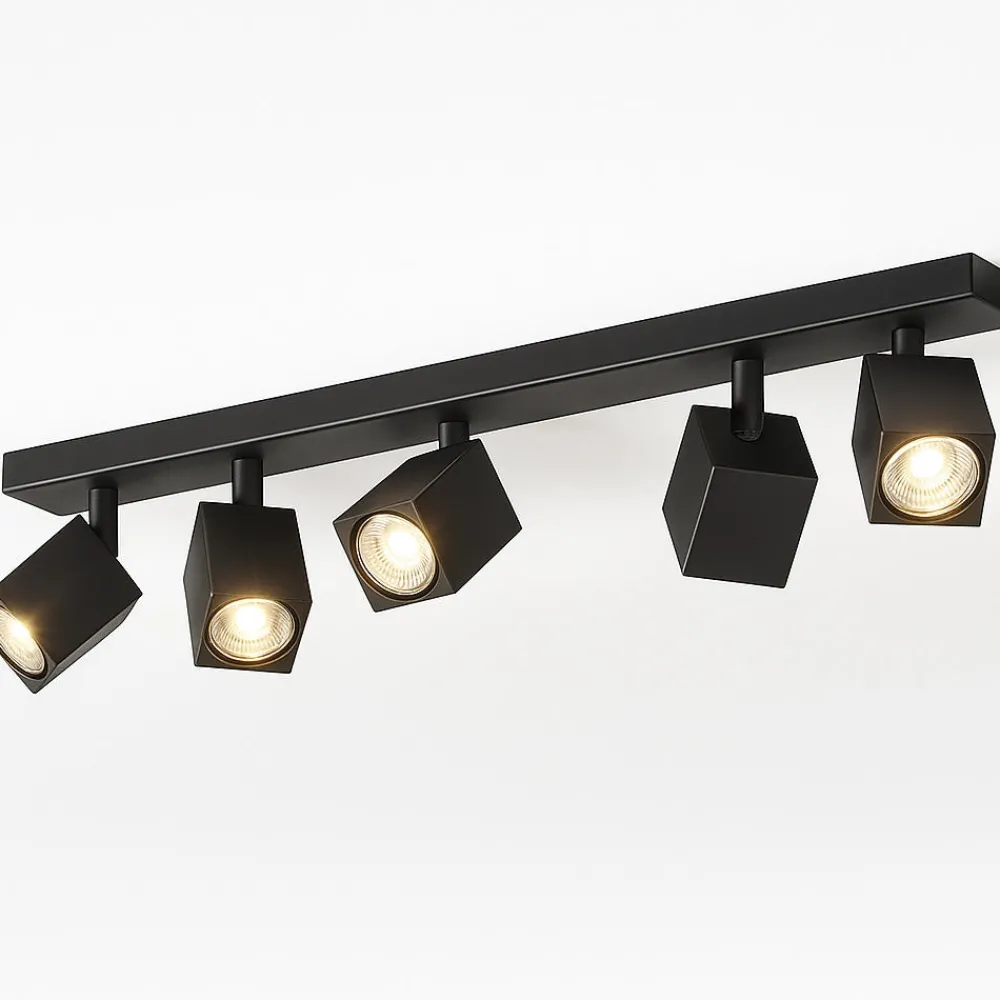 Plafoniere Moderne-Top Light kibo plafoniera moderna nera binario 5 faretti orientabili per cucina
