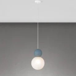Lampade A Sospensione-Top Light lampada a sospensione cottage blu sfer vetro bianco