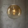 Lampade A Sospensione-Top Light Toplight lampada a sospensione boccia sfera di vetro ambra 25cm