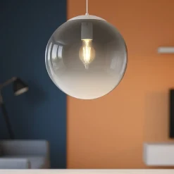 Lampade A Sospensione-Top Light Toplight lampada a sospensione boccia sfera di vetro fume trasparente 25cm