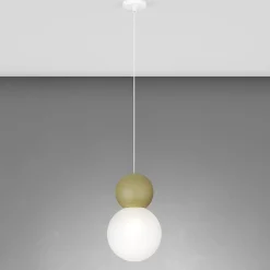 Lampade A Sospensione-Top Light lampada a sospensione cottage verde per cucina moderna sfera vetro bianco