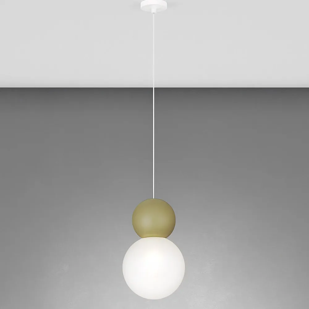 Lampade A Sospensione-Top Light lampada a sospensione cottage verde per cucina moderna sfera vetro bianco