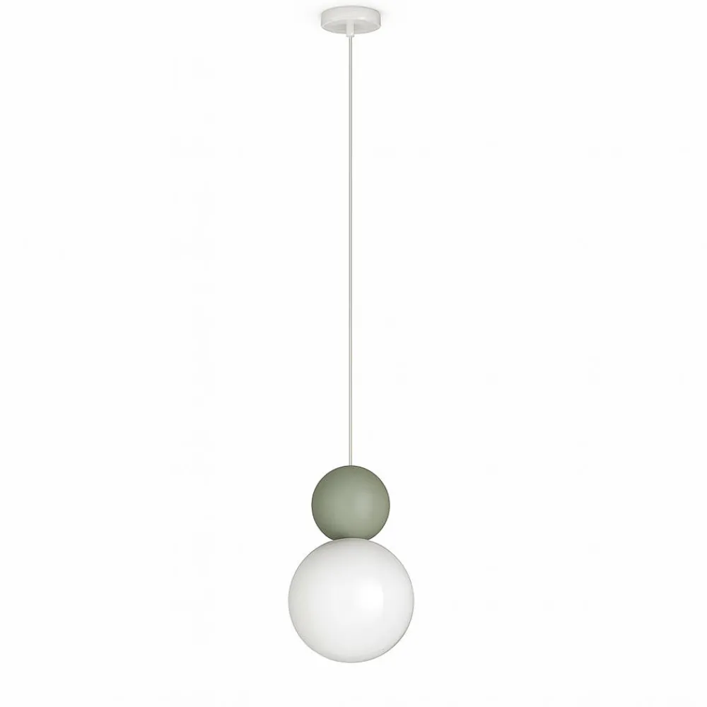 Lampade A Sospensione-Top Light lampada a sospensione cottage verde per cucina moderna sfera vetro bianco