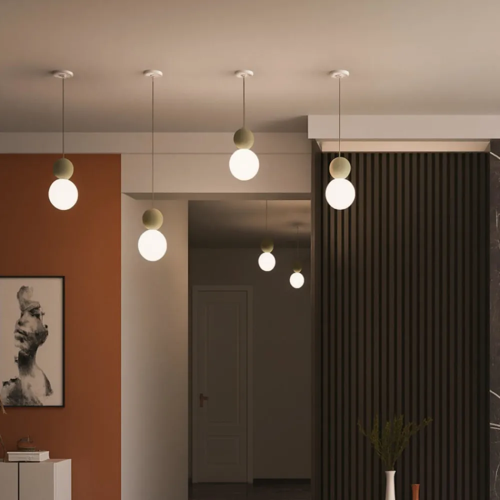 Lampade A Sospensione-Top Light lampada a sospensione cottage verde per cucina moderna sfera vetro bianco